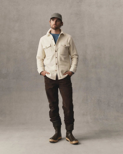 The Maritime Shirt Jacket in Vintage White Moleskin Twill
