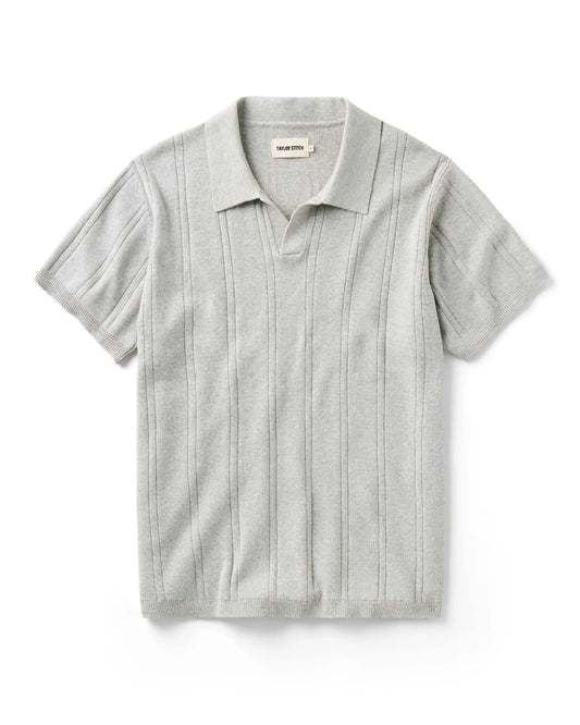 The Valencia Sweater Polo in Heather Grey Rib