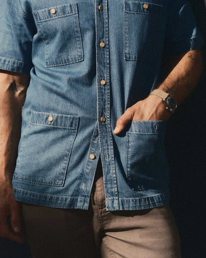 The Gulf Shirt in Washed Indigo Twill