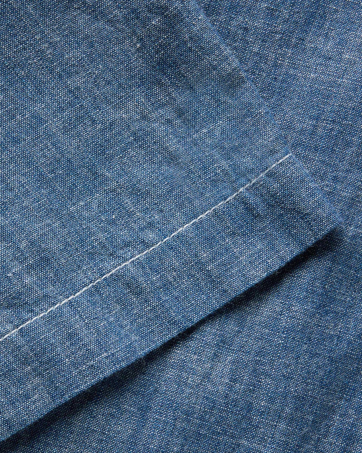 The Short Sleeve Crew Shirt in Washed Indigo Chambray