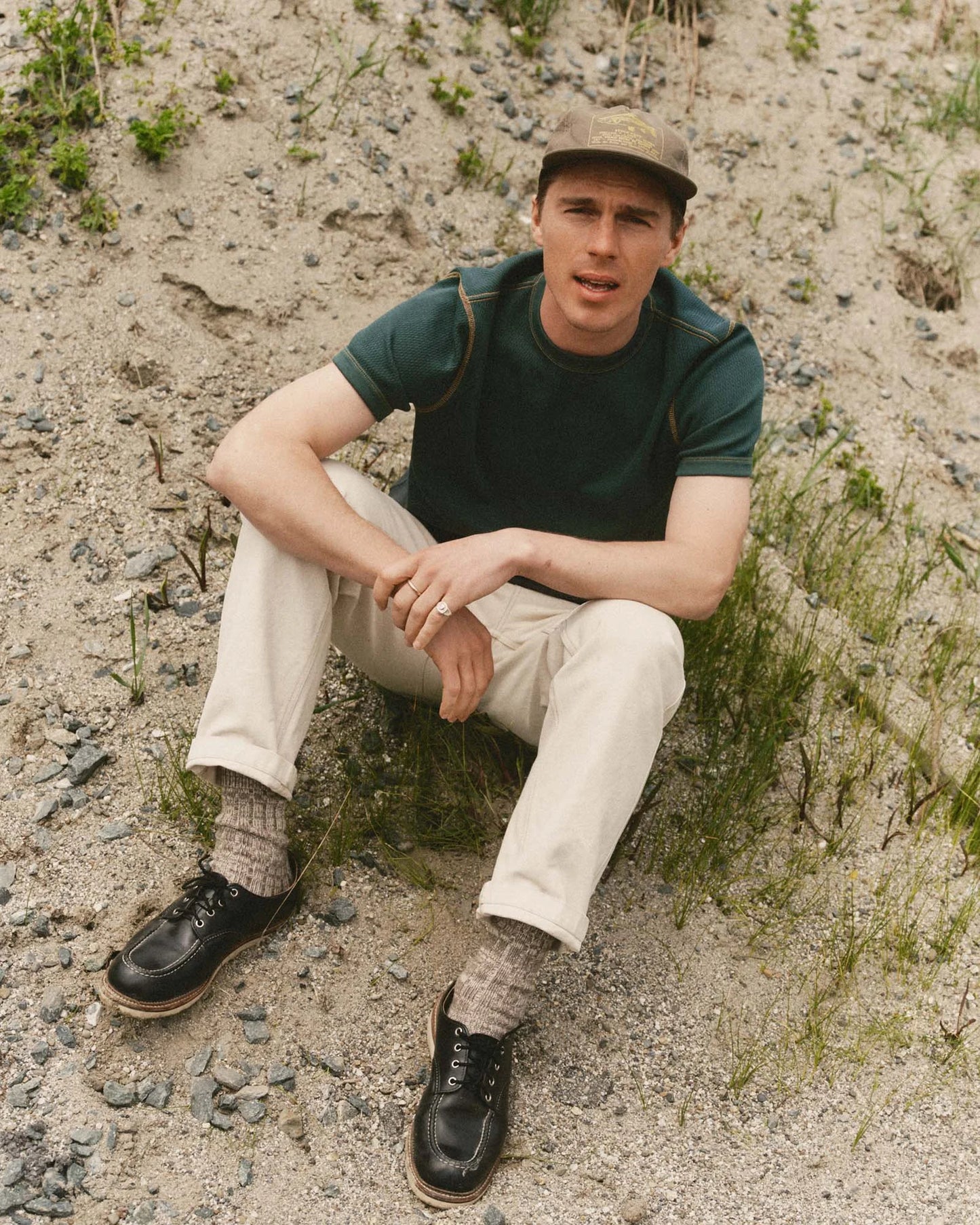 The Organic Cotton Short Sleeve Crew in Dark Forest Waffle