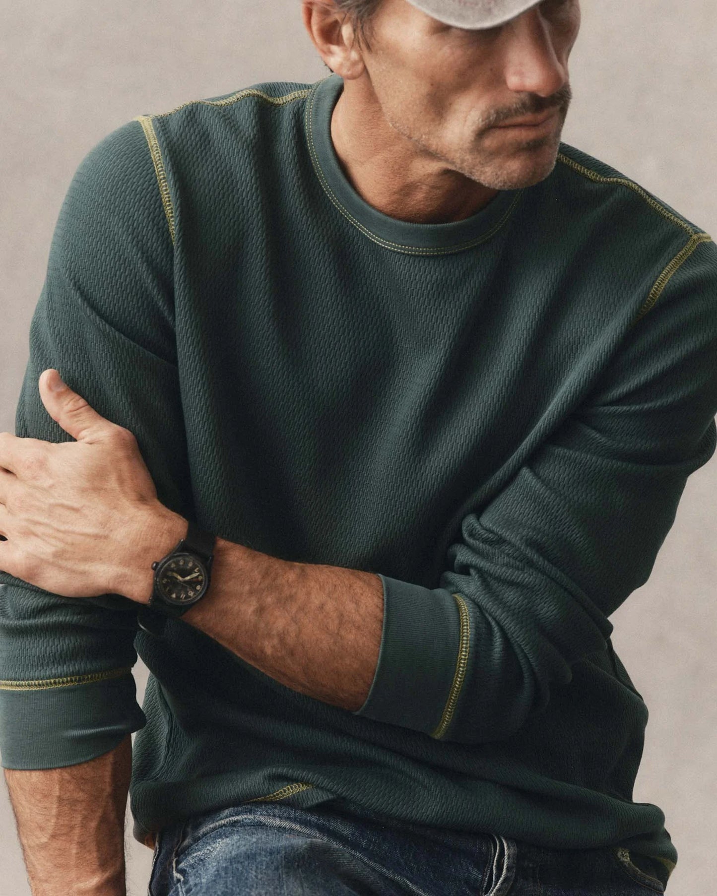 The Organic Cotton Crew in Dark Forest Waffle