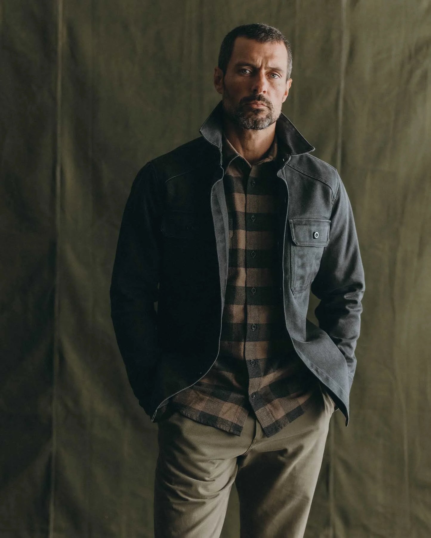 The Shop Shirt in Coal Chipped Canvas