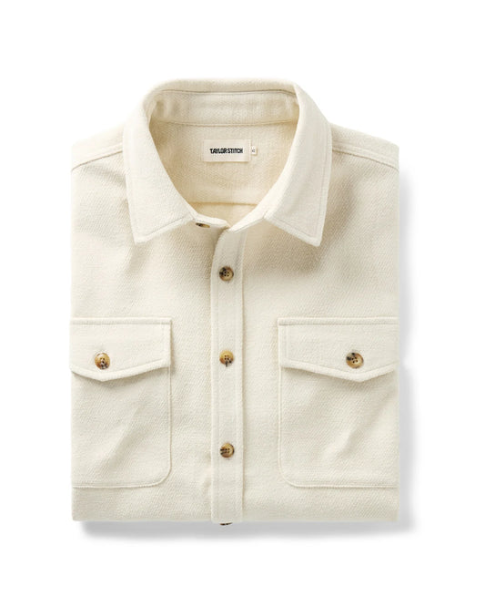 The Maritime Shirt Jacket in Vintage White Moleskin Twill