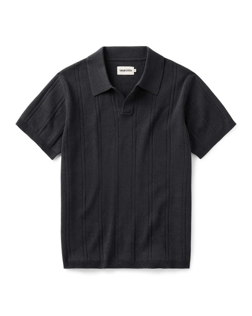 The Valencia Sweater Polo in Heather Coal Rib