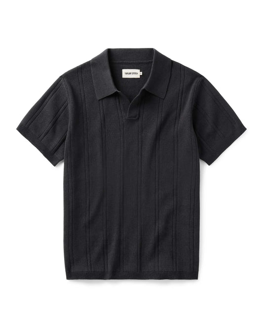 The Valencia Sweater Polo in Heather Coal Rib