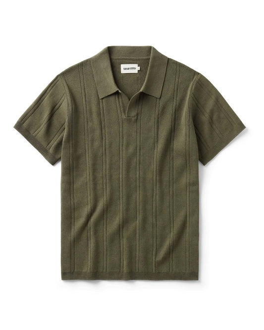 The Valencia Sweater Polo in Heather Cilantro Rib