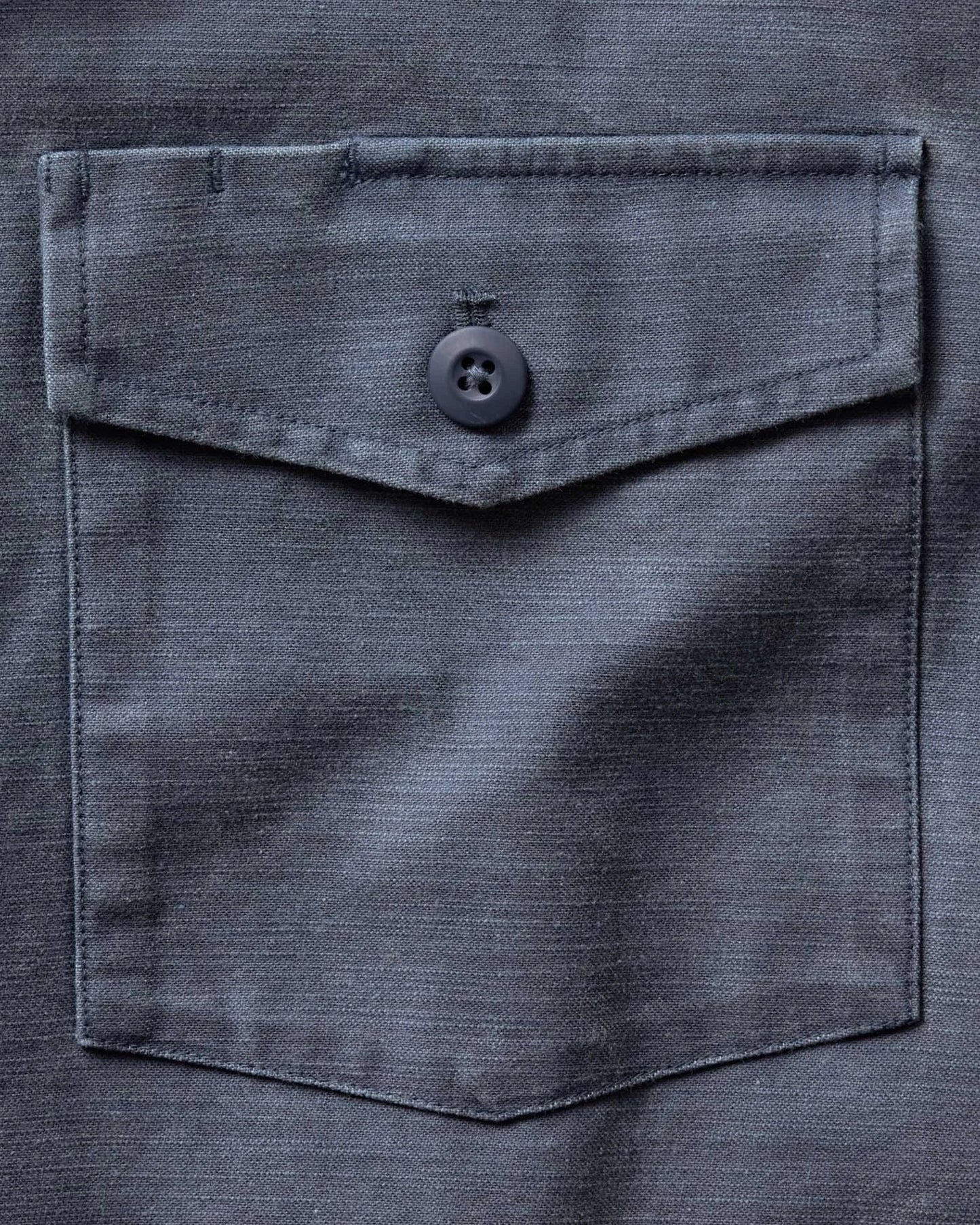 The Short Sleeve Surplus Shirt in Navy Reverse Sateen