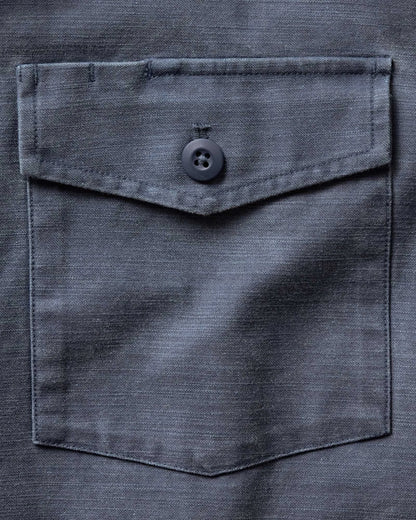 The Short Sleeve Surplus Shirt in Navy Reverse Sateen