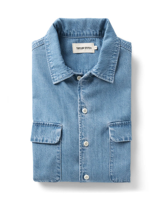 The Shore Shirt in Washed Indigo Twill