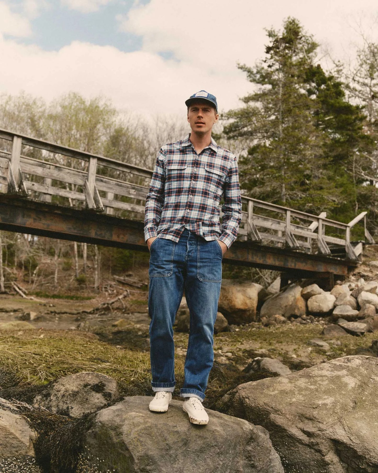 The Shore Shirt in Harbor Check Portuguese Flannel
