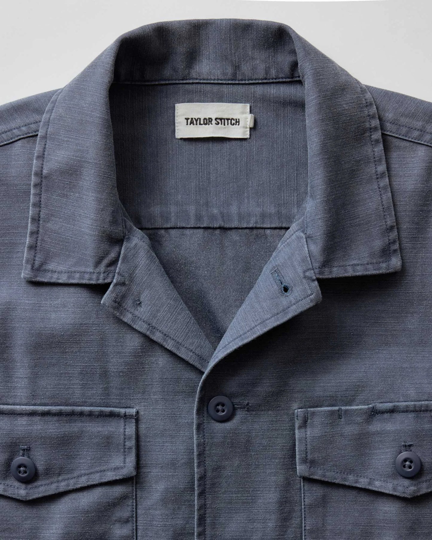 The Short Sleeve Surplus Shirt in Navy Reverse Sateen