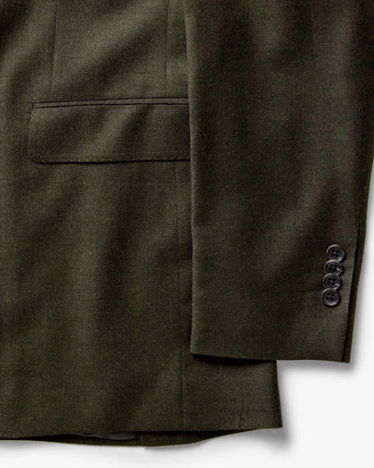 The Stevens Sportcoat in Black Olive Wool Flannel