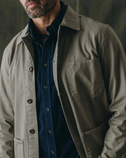 The Ojai Jacket in Organic Smoked Olive Foundation Twill