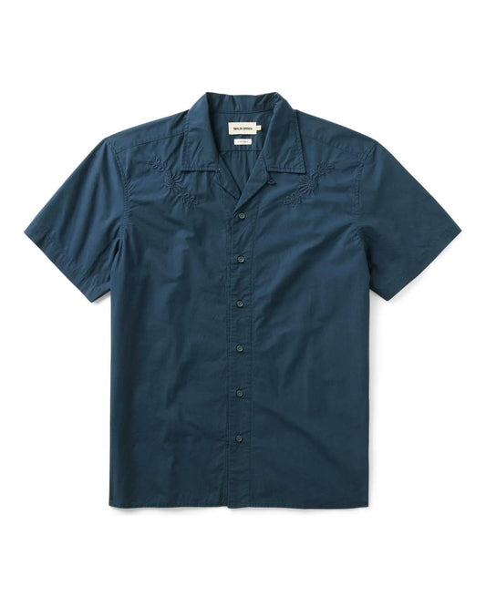 The Davis Shirt in Navy Floral Embroidery