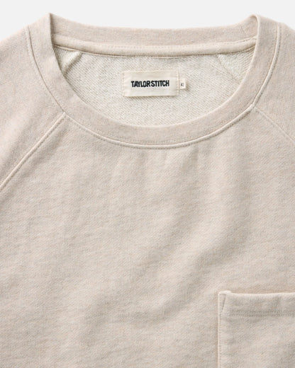 The Short Sleeve Sunset Crew in Heather Oat Terry