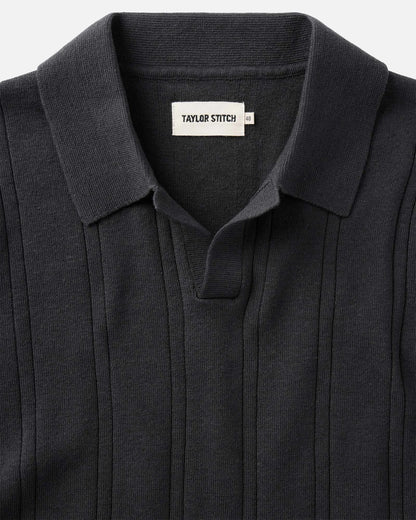 The Valencia Sweater Polo in Heather Coal Rib