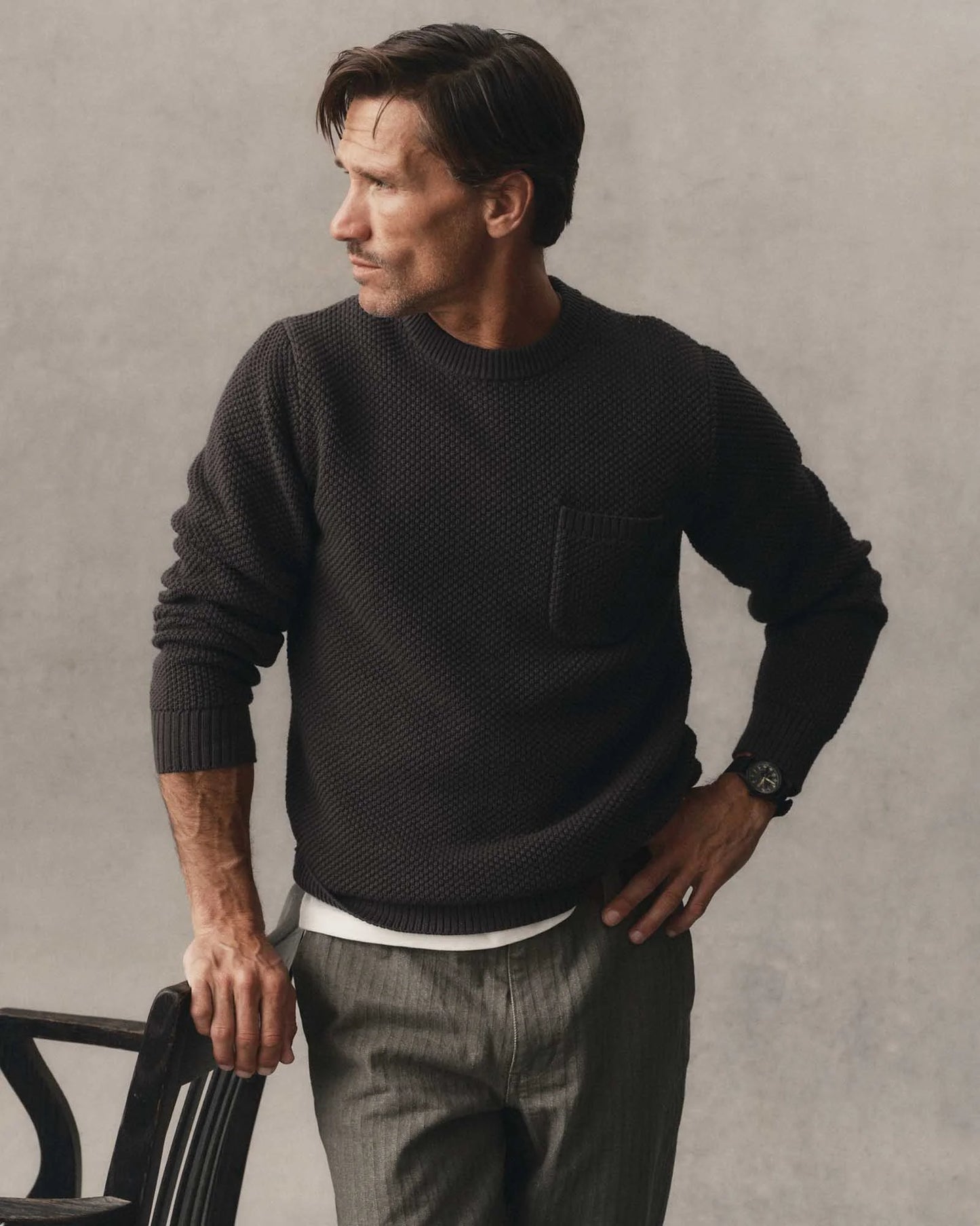 The Crawford Crew Sweater in Charcoal
