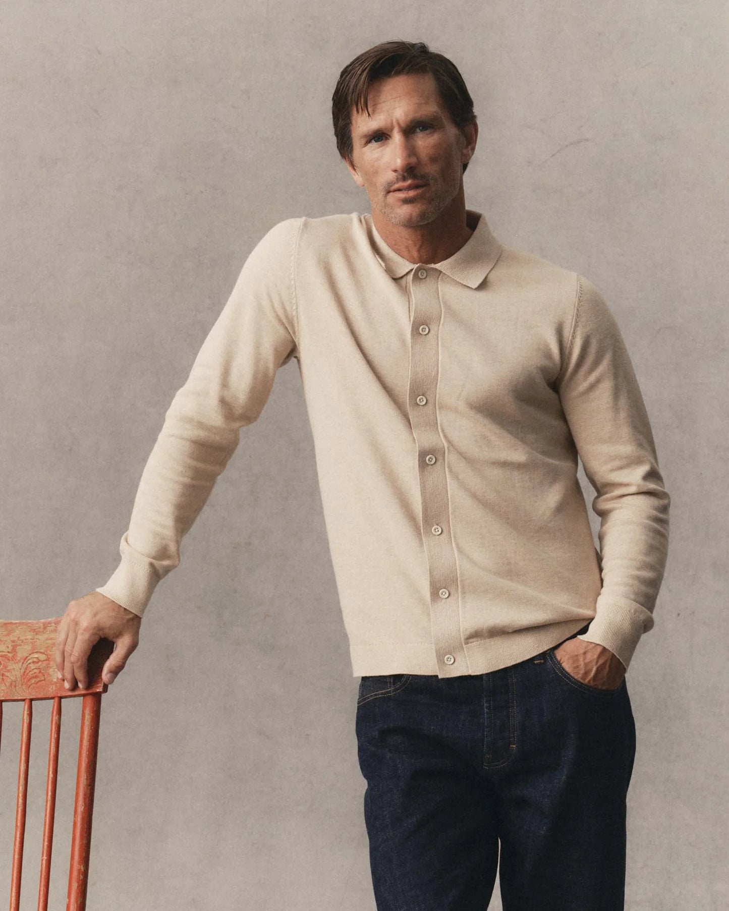 The Nichols Polo in Sable Cotton Cashmere