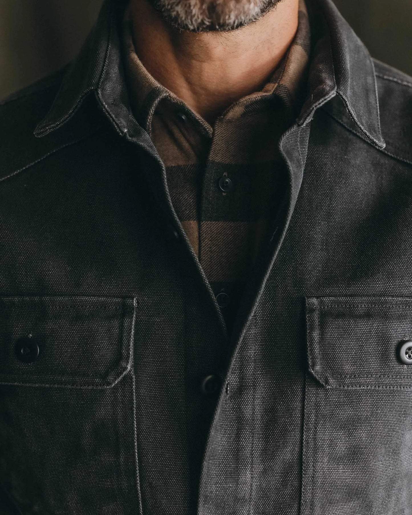 The Shop Shirt in Coal Chipped Canvas