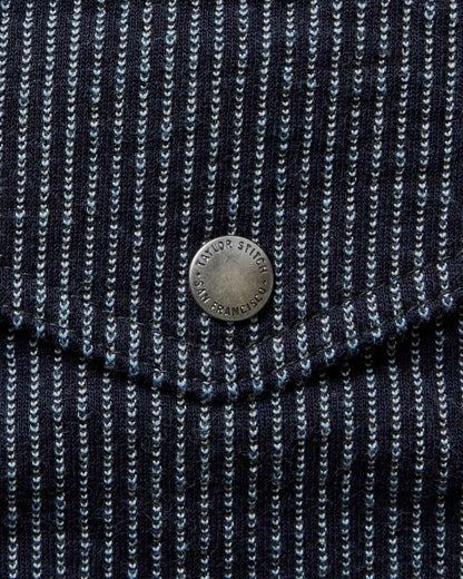 The Jackson Jacket in Rinsed Indigo French Terry Stripe