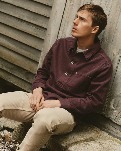 The Milton Overshirt in Burgundy Slub Denim