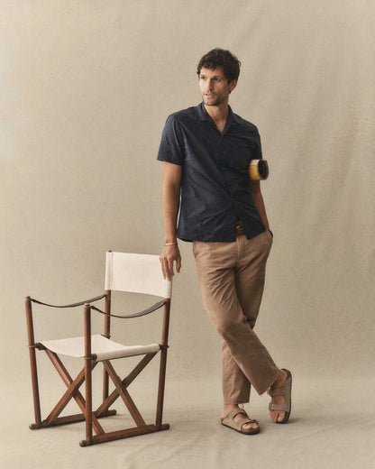 The Davis Shirt in Navy Floral Embroidery