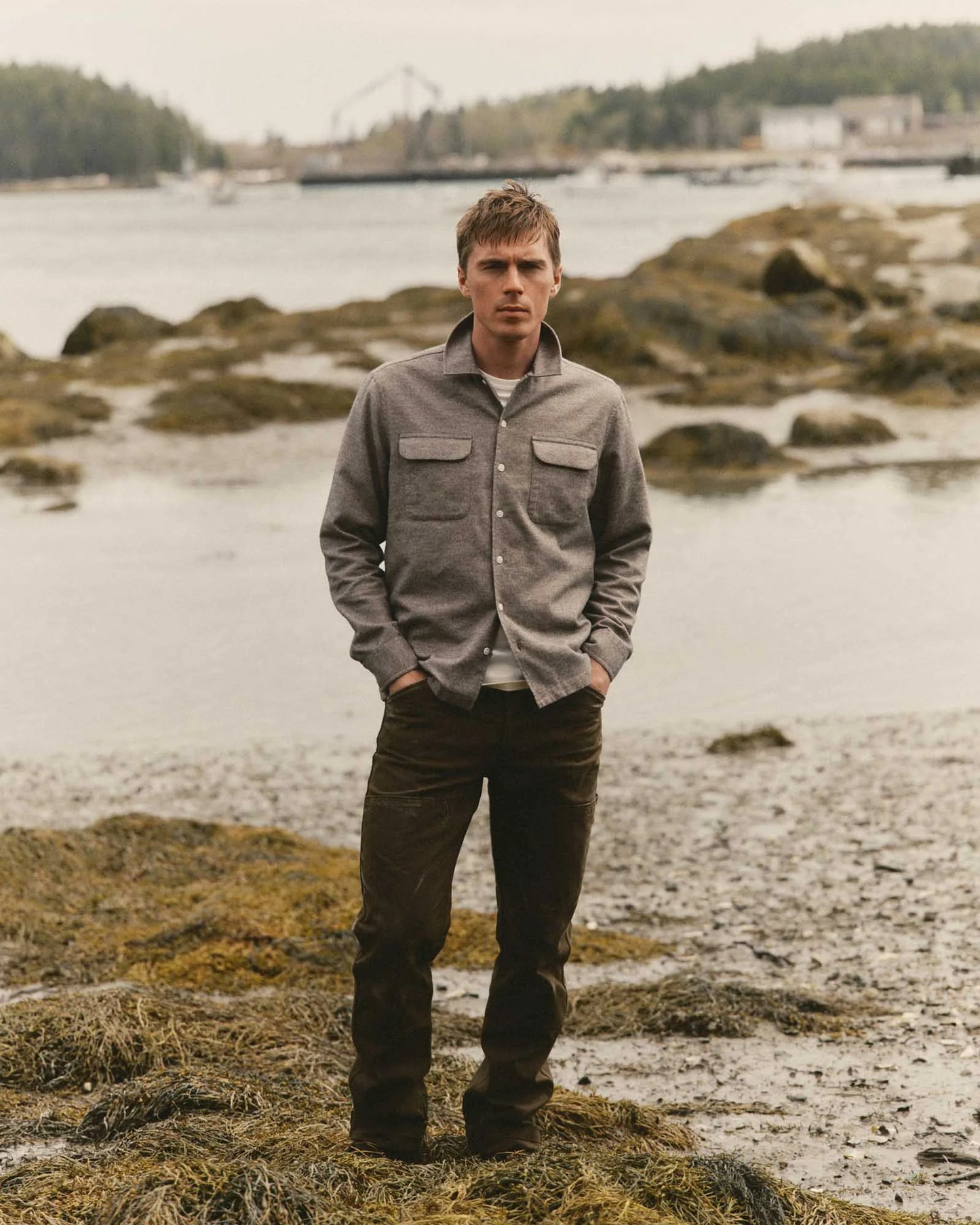 The Shore Shirt in Driftwood Portuguese Mouline Flannel
