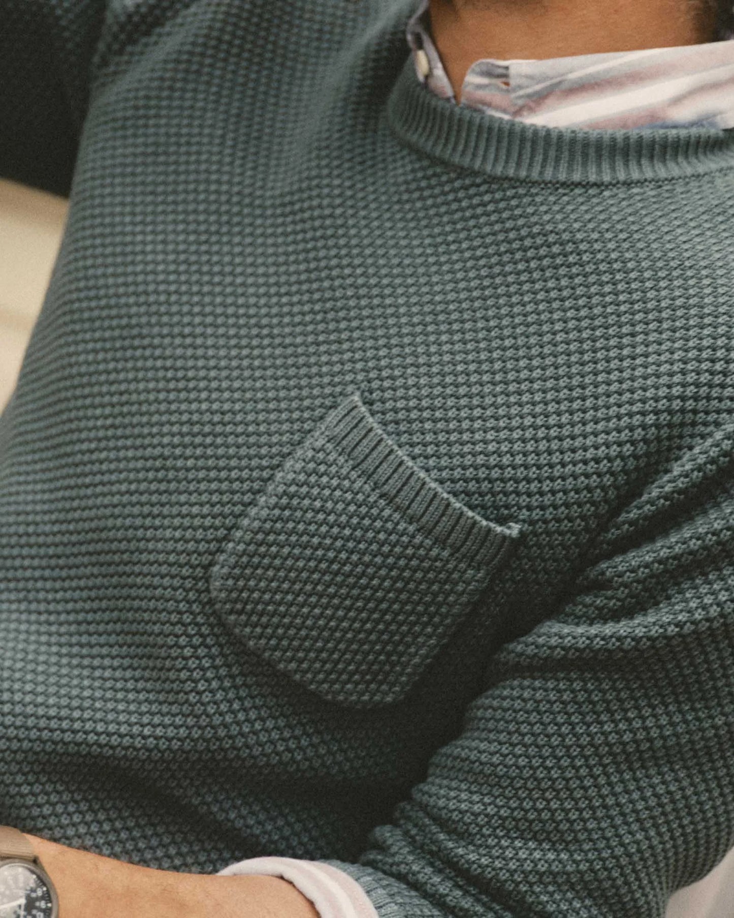 The Crawford Crew Sweater in Faded Spruce