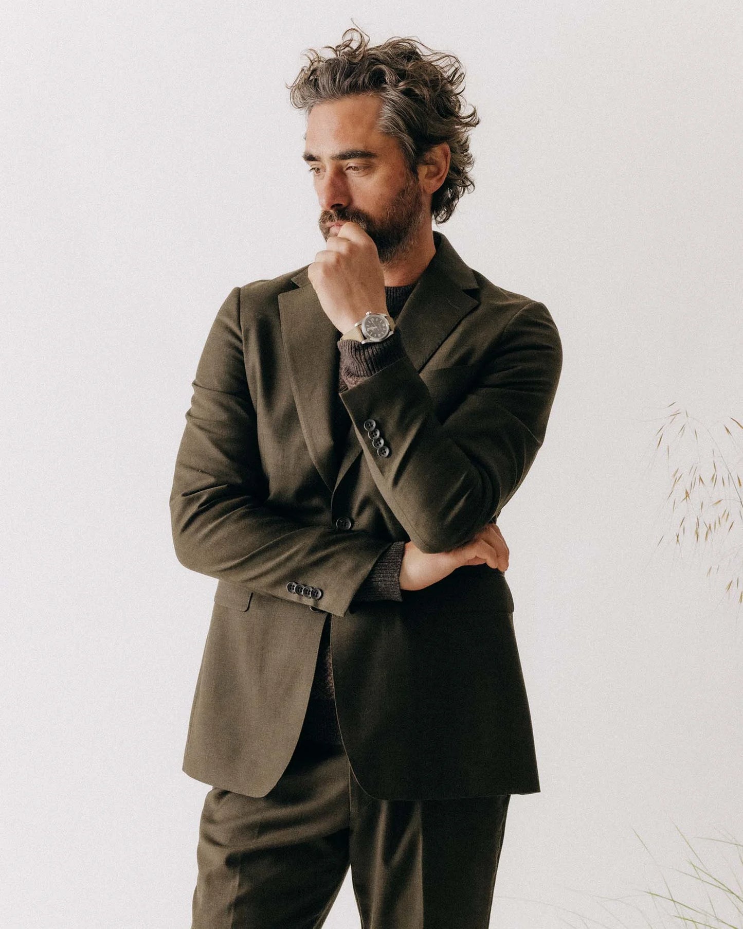 The Stevens Sportcoat in Black Olive Wool Flannel