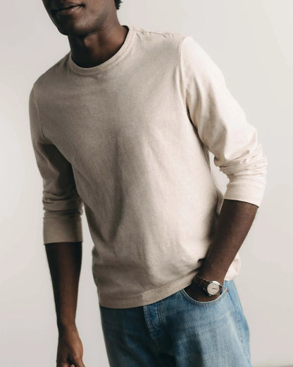 The Organic Cotton Long Sleeve Tee in Heather Oat