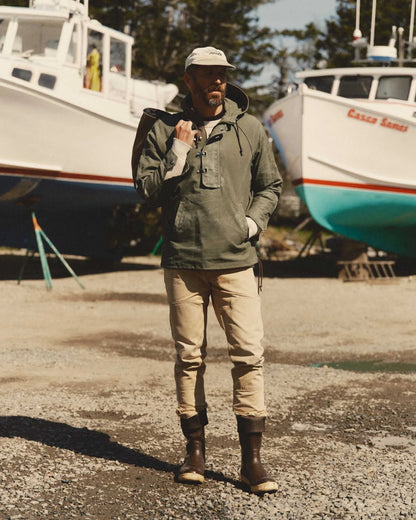 The Hatteras Anorak in Fatigue Olive Dry Wax Canvas