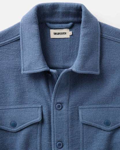 The Kenne Shirt Jacket in Blue Fog Cotton Wool Crepe