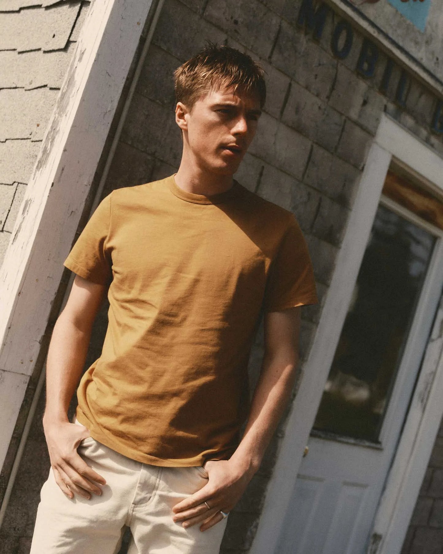 The Regenerative Cotton Tee in Saffron