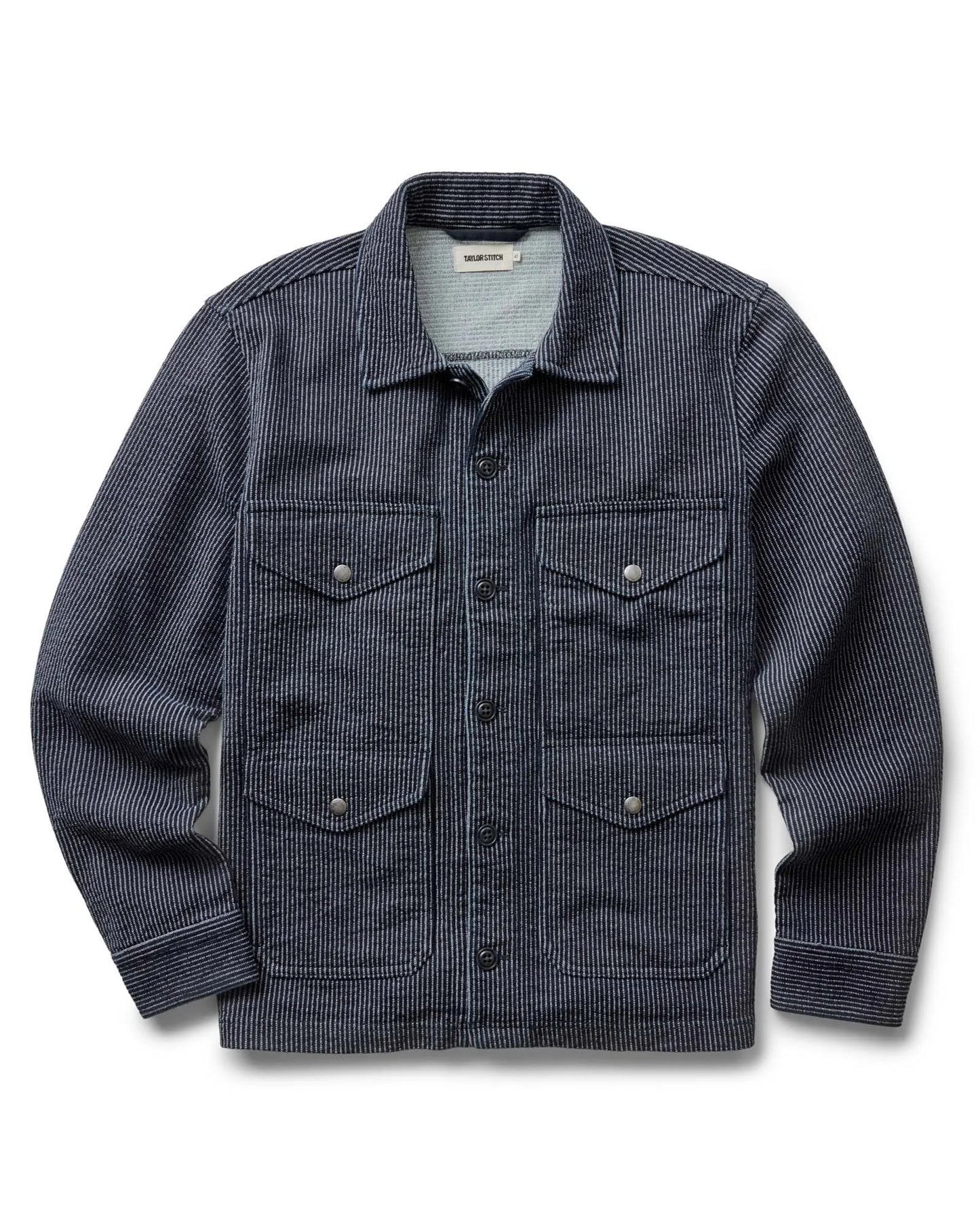 The Jackson Jacket in Rinsed Indigo French Terry Stripe