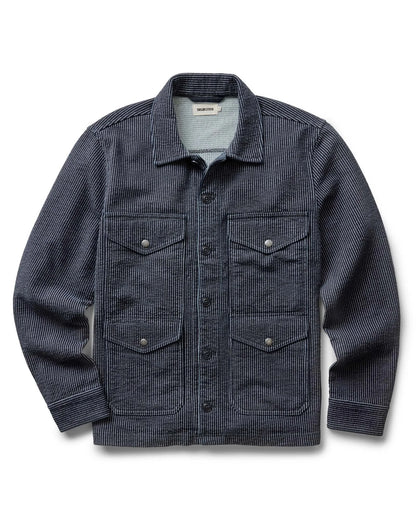 The Jackson Jacket in Rinsed Indigo French Terry Stripe