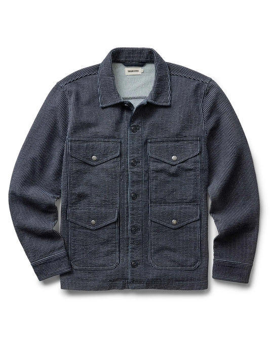 The Jackson Jacket in Rinsed Indigo French Terry Stripe