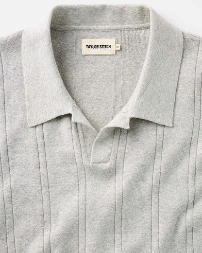 The Valencia Sweater Polo in Heather Grey Rib