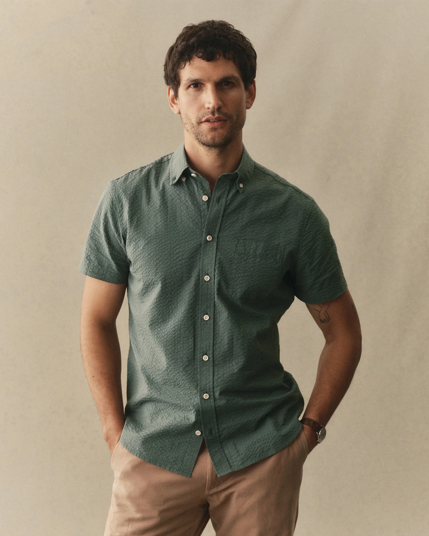 The Short Sleeve Jack in Deep Sea Seersucker