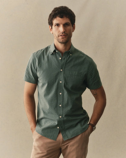 The Short Sleeve Jack in Deep Sea Seersucker