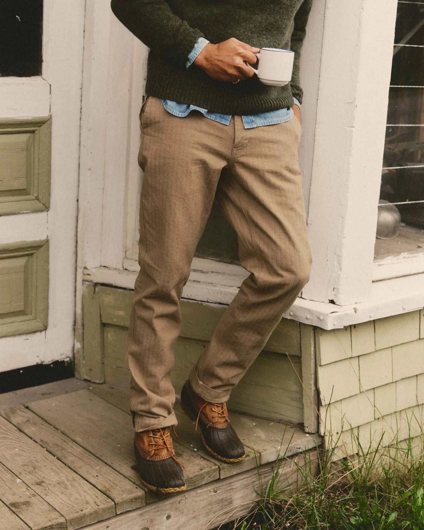 The Emlen Pant in Khaki Herringbone