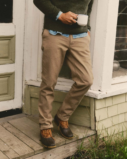 The Emlen Pant in Khaki Herringbone