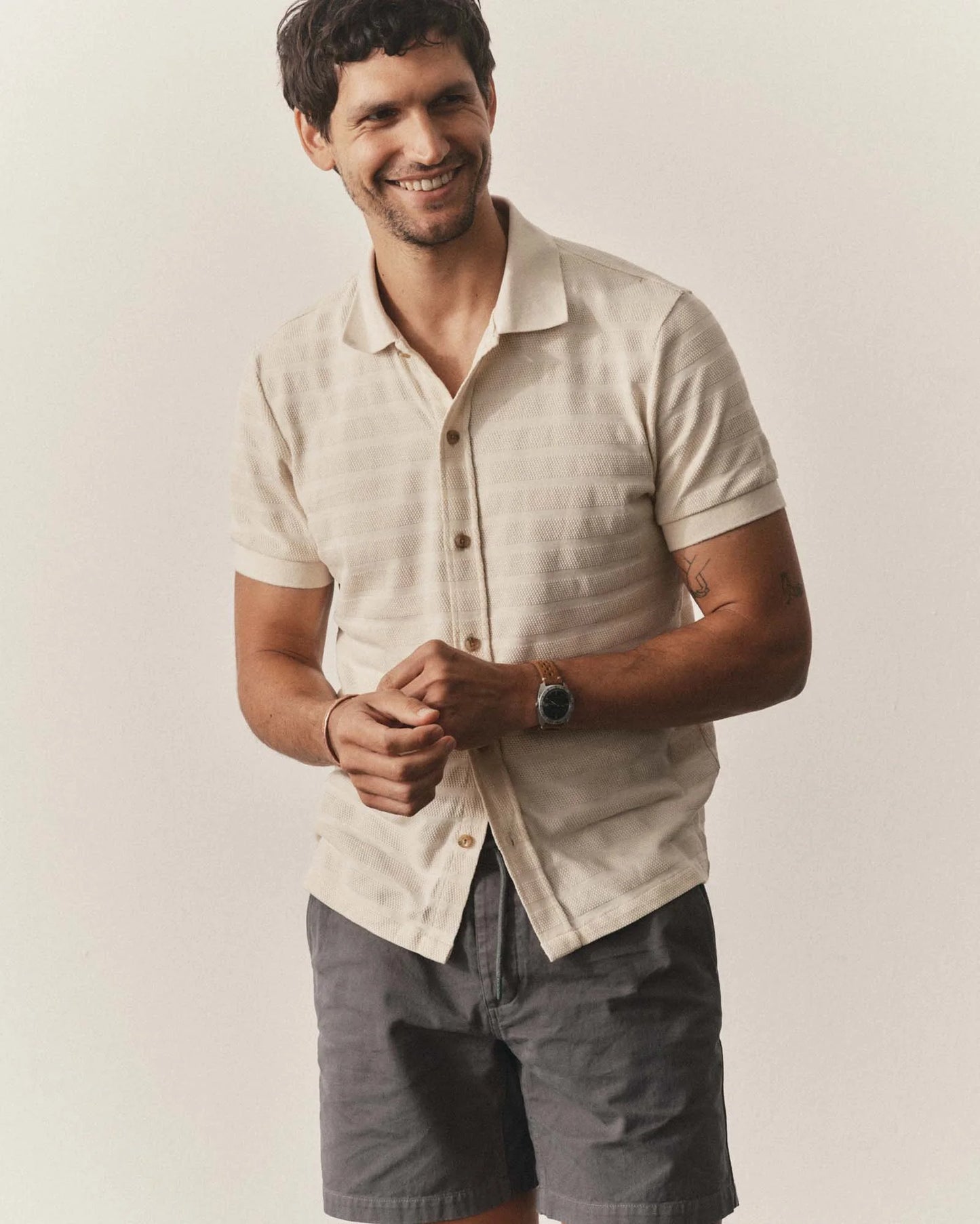 The Bywater Polo in Natural Knit Stripe