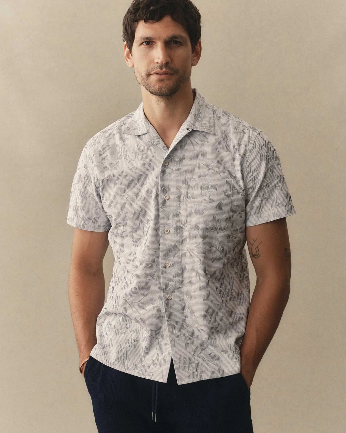 The Hawthorne Shirt in Sky Blue Floral Jacquard