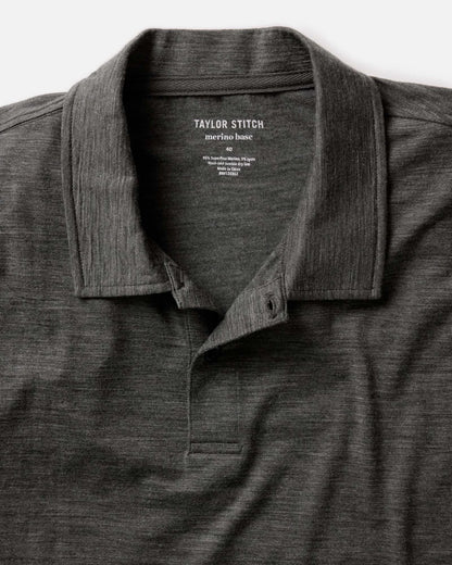 The Merino Polo in Heather Army