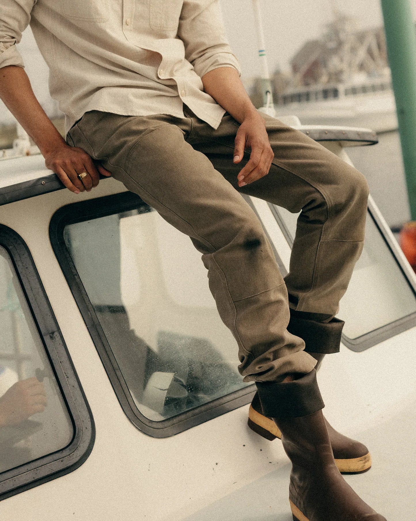 The Chore Pant in Stone Chipped Canvas