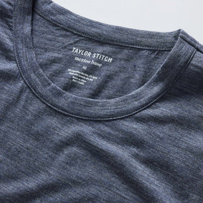 The Merino Tee in Heather Navy