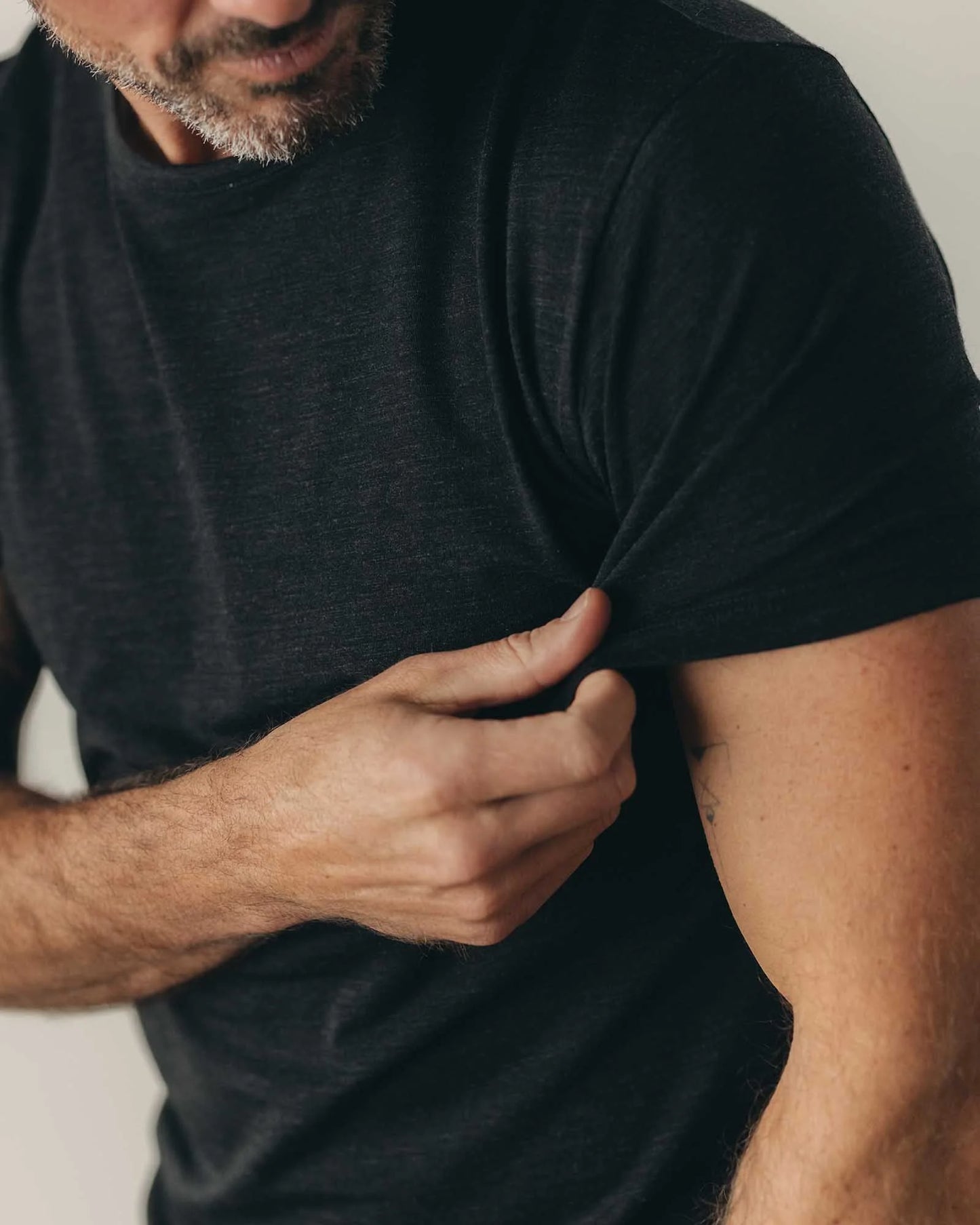 The Merino Tee in Heather Black