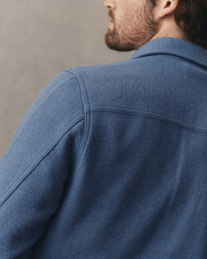The Kenne Shirt Jacket in Blue Fog Cotton Wool Crepe