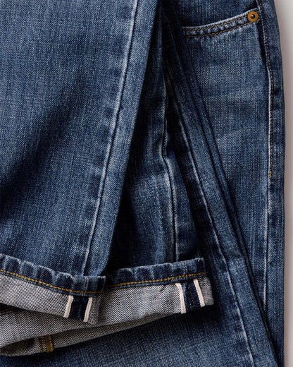 The Straight Jean in Mid Wash Organic Selvedge